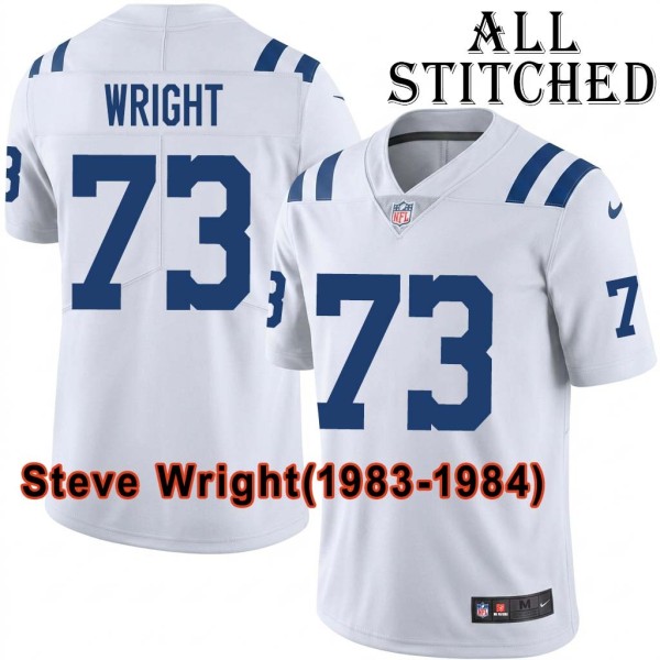 White Embroidered Steve Wright Indianapolis Colts #73 Stitched Jersey