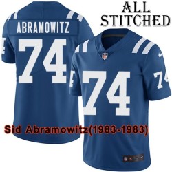 Blue Home Embroidered Sid Abramowitz Indianapolis Colts #74 Stitched Jersey