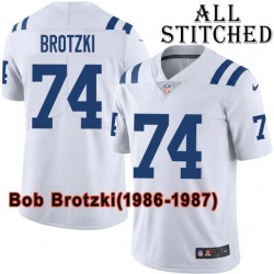 White Embroidered Bob Brotzki Indianapolis Colts #74 Stitched Jersey
