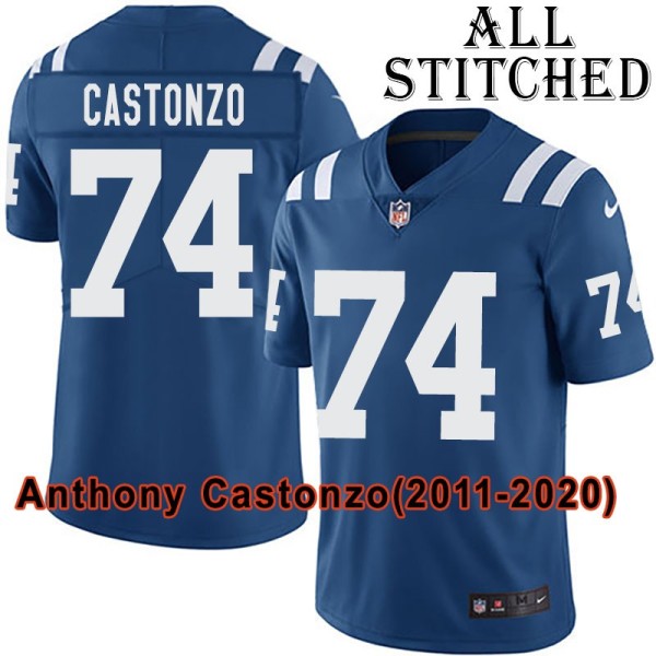Blue Home Embroidered Anthony Castonzo Indianapolis Colts #74 Stitched Jersey