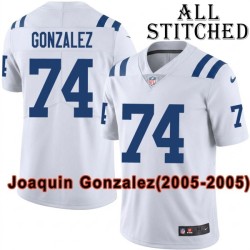 White Embroidered Joaquin Gonzalez Indianapolis Colts #74 Stitched Jersey