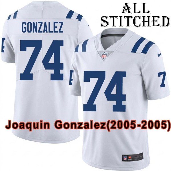 White Embroidered Joaquin Gonzalez Indianapolis Colts #74 Stitched Jersey