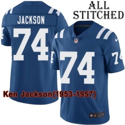 Blue Home Embroidered Ken Jackson Indianapolis Colts #74 Stitched Jersey