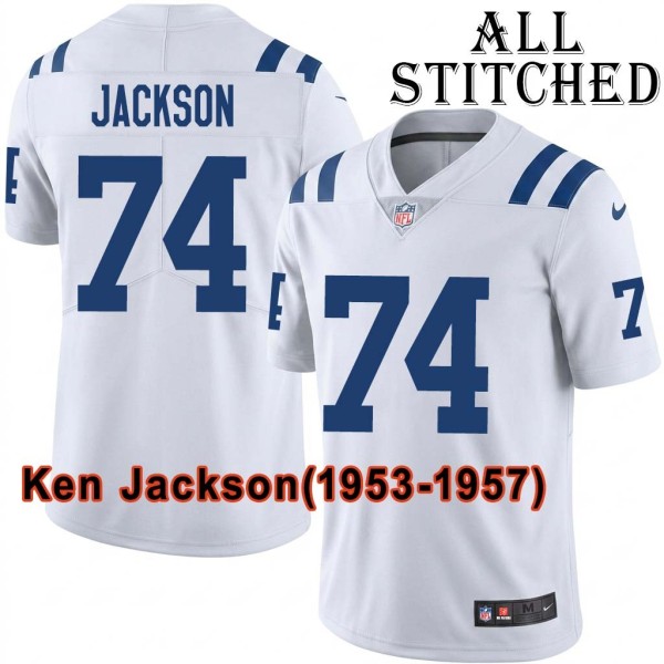 White Embroidered Ken Jackson Indianapolis Colts #74 Stitched Jersey