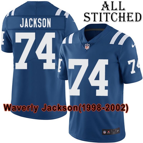 Blue Home Embroidered Waverly Jackson Indianapolis Colts #74 Stitched Jersey