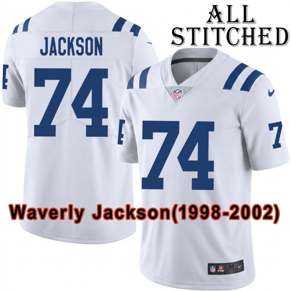 White Embroidered Waverly Jackson Indianapolis Colts #74 Stitched Jersey