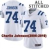 White Embroidered Charlie Johnson Indianapolis Colts #74 Stitched Jersey
