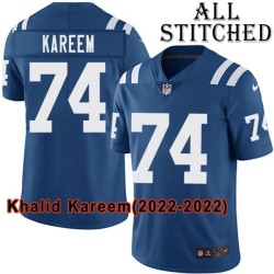Blue Home Embroidered Khalid Kareem Indianapolis Colts #74 Stitched Jersey