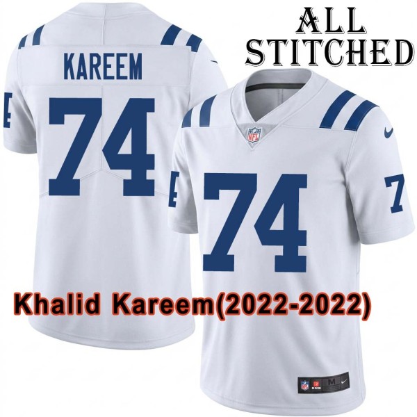 White Embroidered Khalid Kareem Indianapolis Colts #74 Stitched Jersey