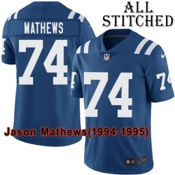 Blue Home Embroidered Jason Mathews Indianapolis Colts #74 Stitched Jersey