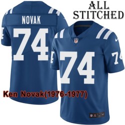 Blue Home Embroidered Ken Novak Indianapolis Colts #74 Stitched Jersey