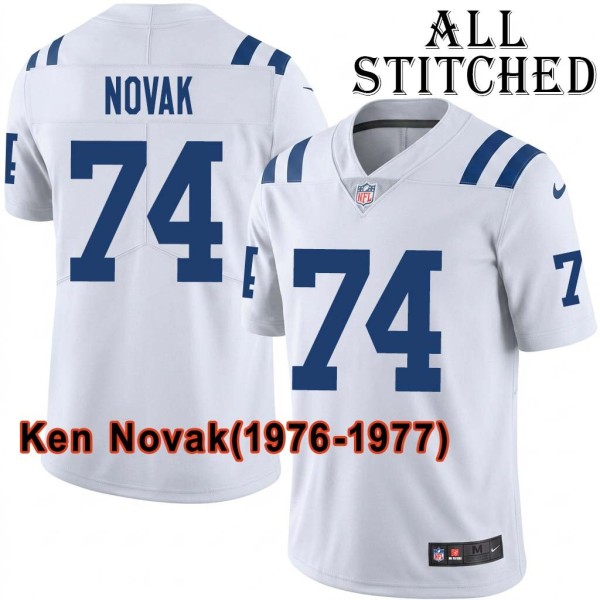 White Embroidered Ken Novak Indianapolis Colts #74 Stitched Jersey