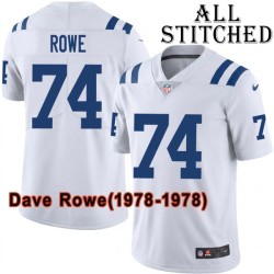 White Embroidered Dave Rowe Indianapolis Colts #74 Stitched Jersey