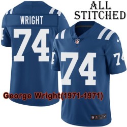 Blue Home Embroidered George Wright Indianapolis Colts #74 Stitched Jersey