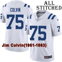 White Embroidered Jim Colvin Indianapolis Colts #75 Stitched Jersey