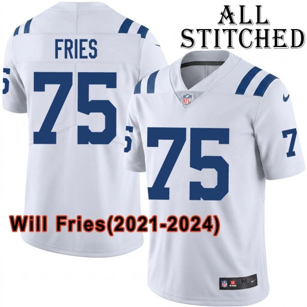 White Embroidered Will Fries Indianapolis Colts #75 Stitched Jersey