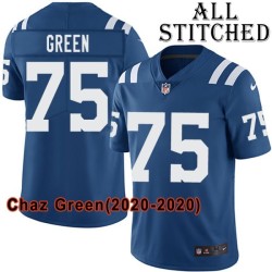 Blue Home Embroidered Chaz Green Indianapolis Colts #75 Stitched Jersey