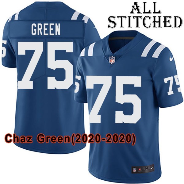 Blue Home Embroidered Chaz Green Indianapolis Colts #75 Stitched Jersey