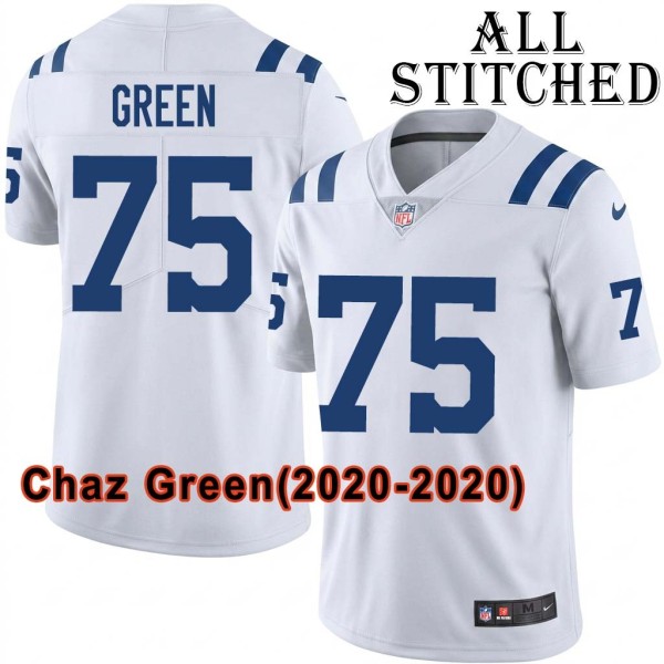 White Embroidered Chaz Green Indianapolis Colts #75 Stitched Jersey