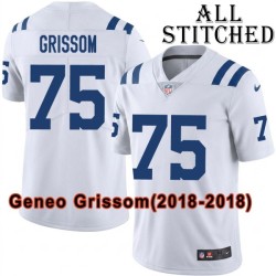 White Embroidered Geneo Grissom Indianapolis Colts #75 Stitched Jersey