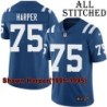 Blue Home Embroidered Shawn Harper Indianapolis Colts #75 Stitched Jersey