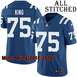 Blue Home Embroidered Mitch King Indianapolis Colts #75 Stitched Jersey