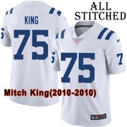 White Embroidered Mitch King Indianapolis Colts #75 Stitched Jersey
