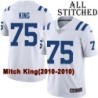 White Embroidered Mitch King Indianapolis Colts #75 Stitched Jersey