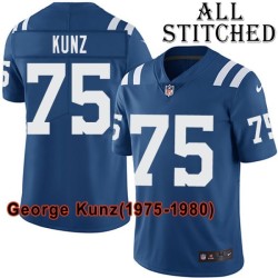 Blue Home Embroidered George Kunz Indianapolis Colts #75 Stitched Jersey