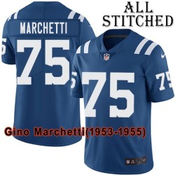Blue Home Embroidered Gino Marchetti Indianapolis Colts #75 Stitched Jersey