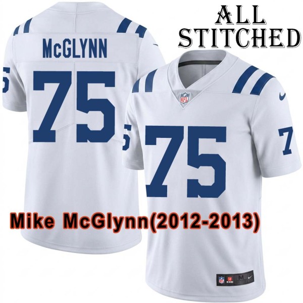 White Embroidered Mike McGlynn Indianapolis Colts #75 Stitched Jersey