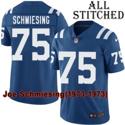 Blue Home Embroidered Joe Schmiesing Indianapolis Colts #75 Stitched Jersey