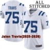 White Embroidered Jalen Travis Indianapolis Colts #75 Stitched Jersey