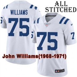 White Embroidered John Williams Indianapolis Colts #75 Stitched Jersey