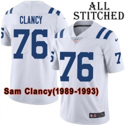 White Embroidered Sam Clancy Indianapolis Colts #76 Stitched Jersey
