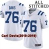 White Embroidered Carl Davis Indianapolis Colts #76 Stitched Jersey