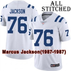 White Embroidered Marcus Jackson Indianapolis Colts #76 Stitched Jersey