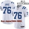 White Embroidered Don Joyce Indianapolis Colts #76 Stitched Jersey