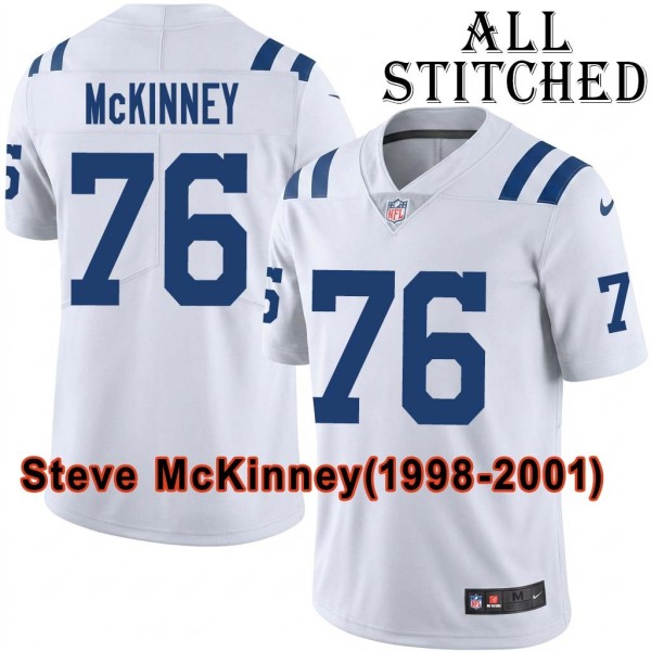 White Embroidered Steve McKinney Indianapolis Colts #76 Stitched Jersey