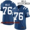 Blue Home Embroidered Jim Mills Indianapolis Colts #76 Stitched Jersey