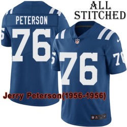 Blue Home Embroidered Jerry Peterson Indianapolis Colts #76 Stitched Jersey