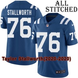 Blue Home Embroidered Taylor Stallworth Indianapolis Colts #76 Stitched Jersey
