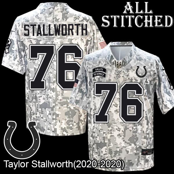 Camo Embroidered Taylor Stallworth Indianapolis Colts #76 Stitched Jersey