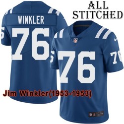 Blue Home Embroidered Jim Winkler Indianapolis Colts #76 Stitched Jersey