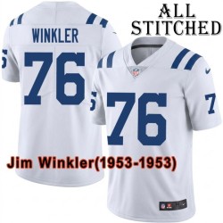 White Embroidered Jim Winkler Indianapolis Colts #76 Stitched Jersey