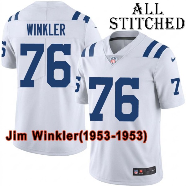 White Embroidered Jim Winkler Indianapolis Colts #76 Stitched Jersey