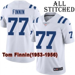 White Embroidered Tom Finnin Indianapolis Colts #77 Stitched Jersey