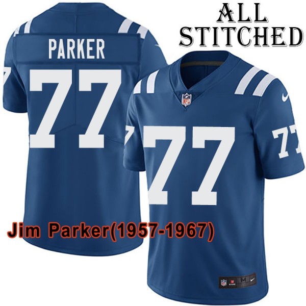 Blue Home Embroidered Jim Parker Indianapolis Colts #77 Stitched Jersey