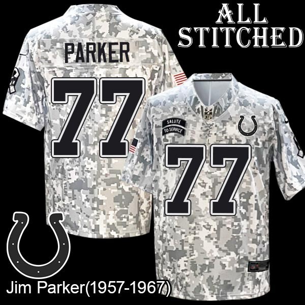 Camo Embroidered Jim Parker Indianapolis Colts #77 Stitched Jersey