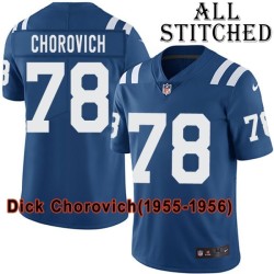 Blue Home Embroidered Dick Chorovich Indianapolis Colts #78 Stitched Jersey